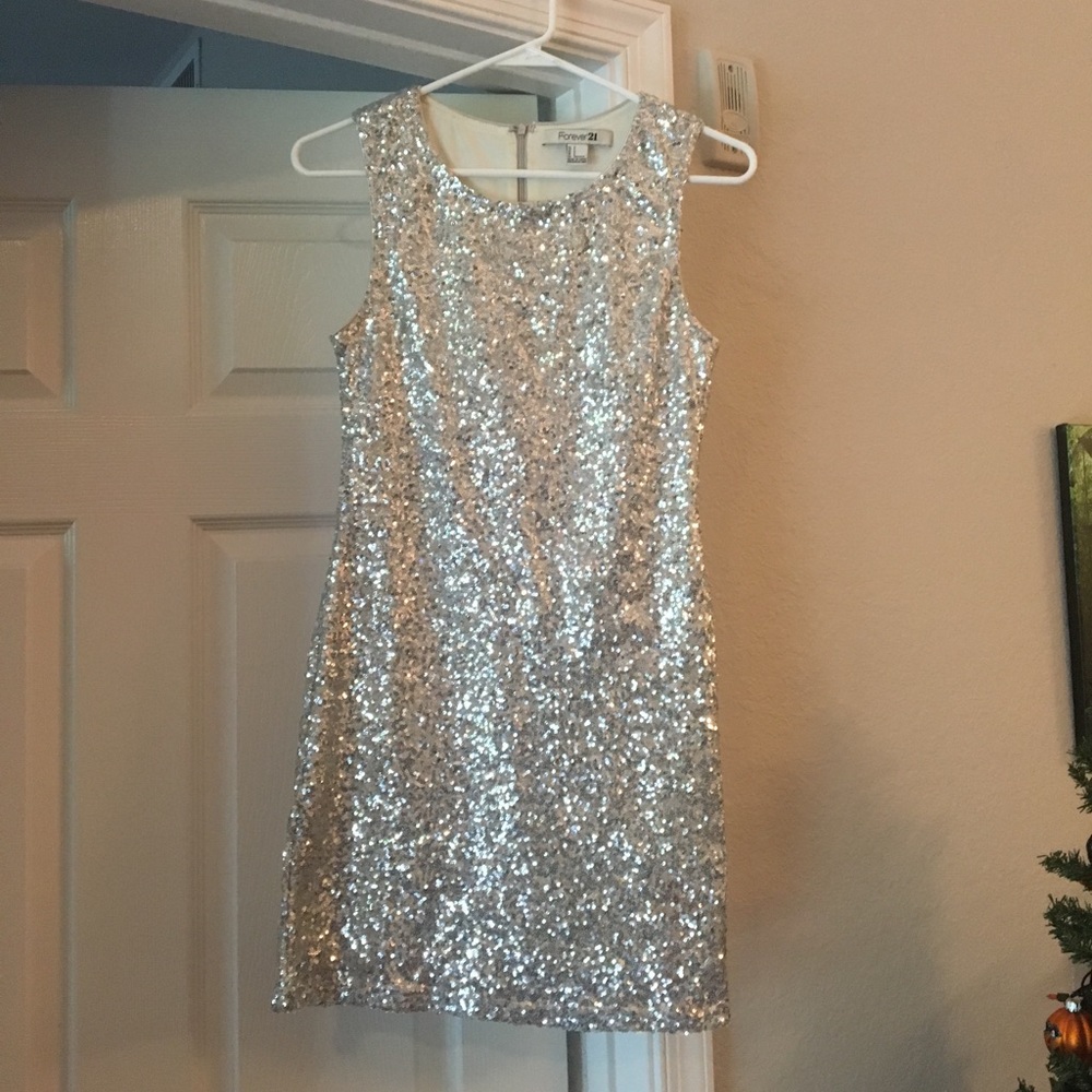 Silver sequin mini dress